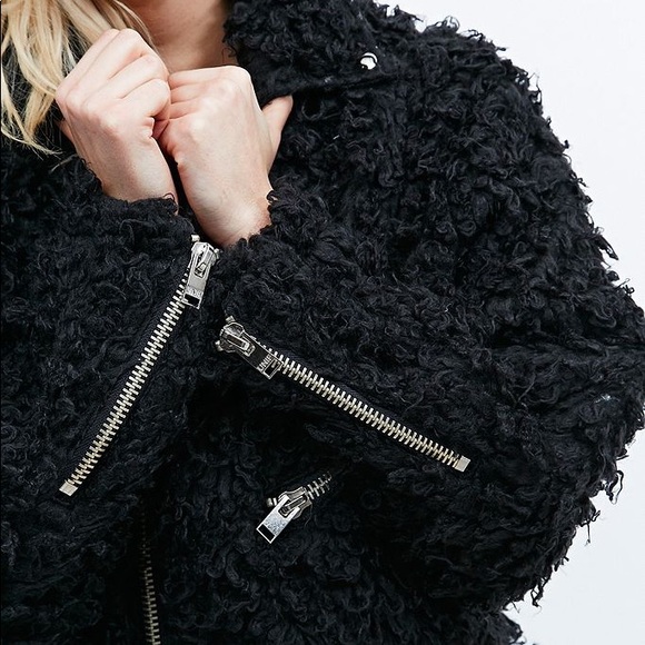 UNIF poodle moto jacket in black - Picture 3 of 7